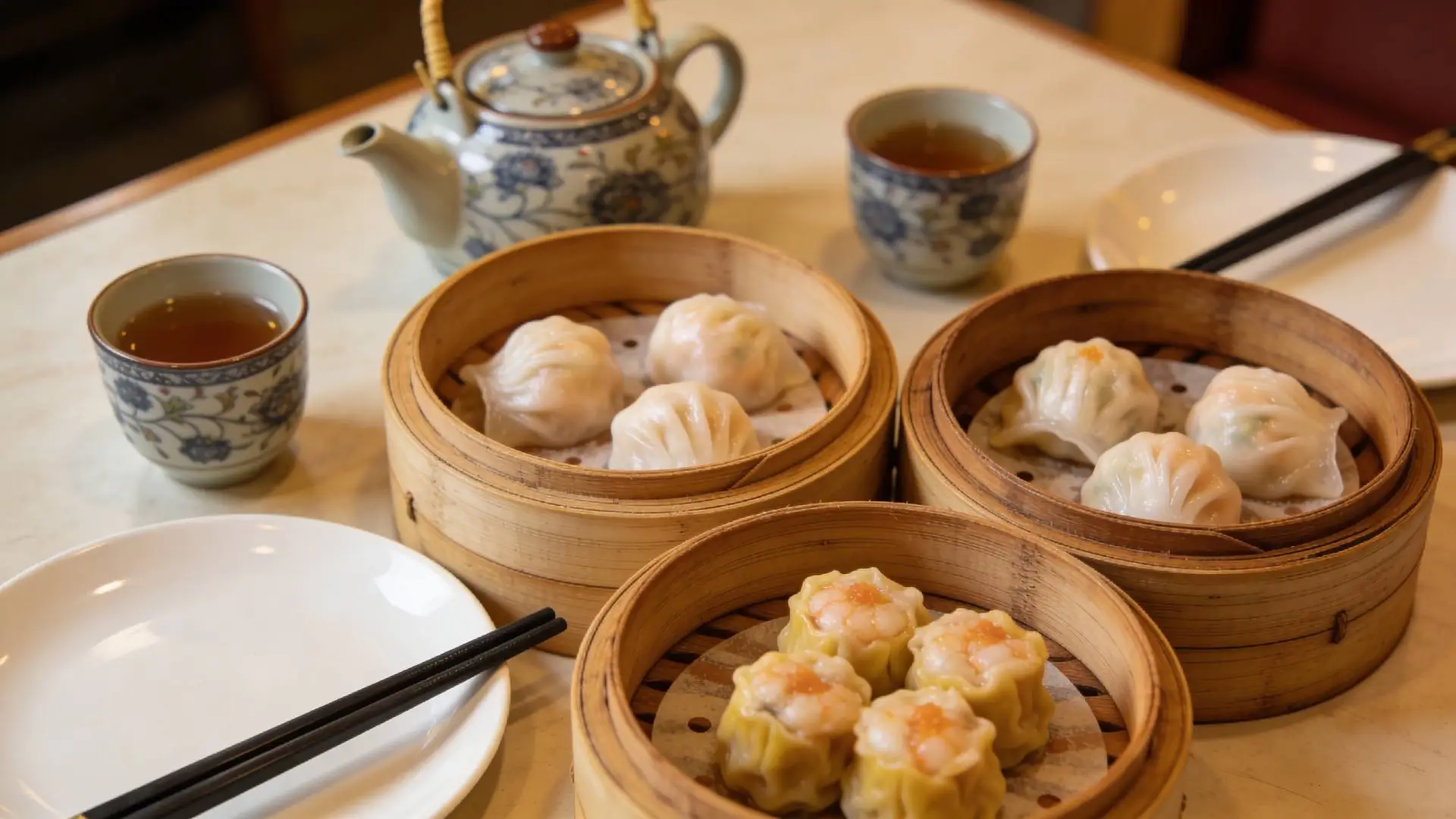 Traditional Hong Kong dim sum spread